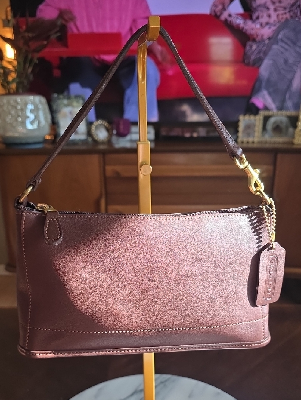 Coach 2003 Vintage Bleeker Demi Leather Shoulder Bag In Brown Pebbled Leather ❤️